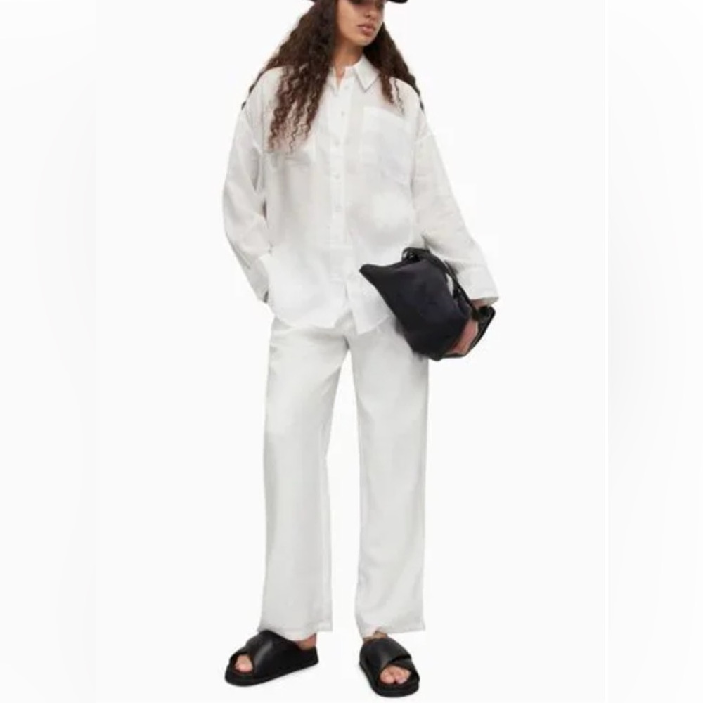 All Saints Women's White Tyler Linen Pants Size XS